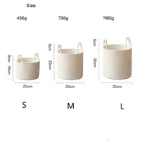 Panier de rangement rond pliable moderne en corde de coton tressée blanc uni avec poignées pour jouets, vêtements, chambre, salon, décoration intérieure