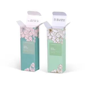 Boîte pliante de lotion de luxe emballage de cosmétiques boîtes de papier en carton coloré carton ivoire avec logo personnalisé