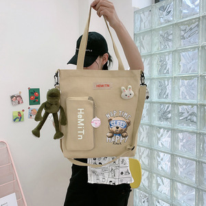 Trường trung học đơn giản nhiều màu cổ điển học sinh tiểu học Messenger <span class=keywords><strong>Canvas</strong></span> Tote Bag với dây kéo - Product Image 4