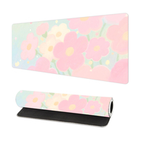 Tapis de Souris Gaming XXL Rose à Motif Floral de Dessin Animé, Base en Caoutchouc Inodore, Bordure Sur-ourlée, Vente en Gros OEM