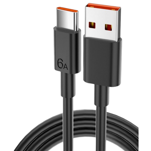 Type-C USB Charger Cable with 6A Fast Charging PVC for Mobile Phones