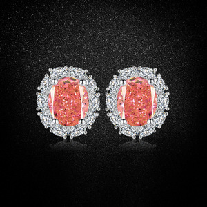 Boucles <span class=keywords><strong>d</strong></span>'oreilles en diamant rose très vendues, diamant à haute teneur en carbone, coupe œuf de pigeon, fleur de glace, tremblements, génération vivante, <span class=keywords><strong>cheveux</strong></span> - Product Image 4