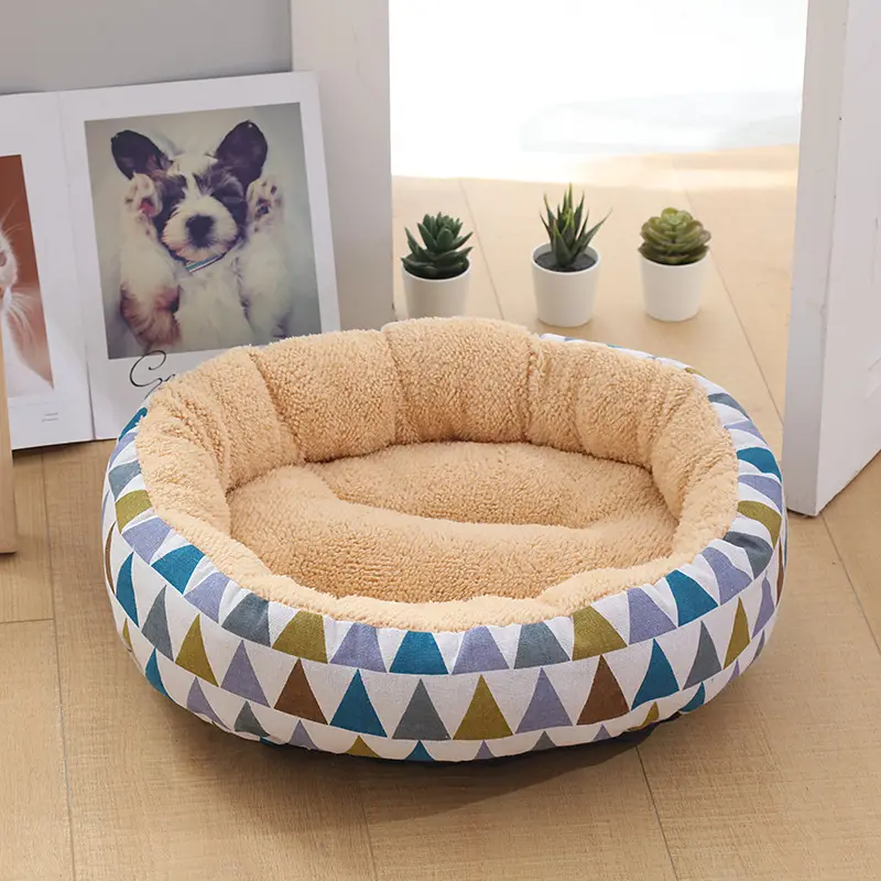 Cama redonda lavável para animais de estimação, 40 desenhos, cama redonda, dropshipping