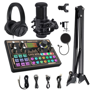 Hot Bán V9 Card Âm Thanh Podcast Máy Tính Để Bàn Ghi Âm Nhạc Toàn Bộ Microphone Phát Sóng Trực Tiếp Card Âm Thanh Với Màn Hình Tai Nghe - Product Image 1