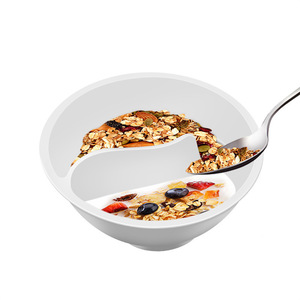 Cereal Bowl With Dry Wet Separation Red And White Household Breakfast Bowl For Home Use - Product Image 4