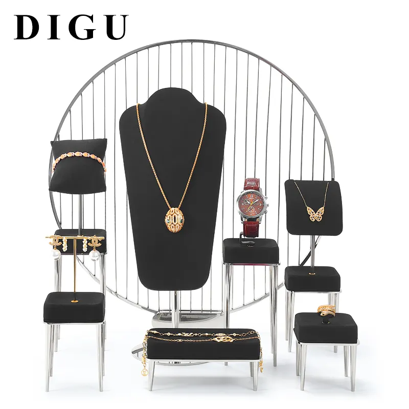 DIGU-Conjunto de exhibición de Joyería Moderna, pendientes hechos a mano, collar, pulsera, anillo, reloj, embalaje de joyería, soporte de exhibición