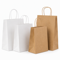 Sacs en papier personnalisés en gros, sacs de transport alimentaire simples et bon marché, sacs en papier kraft brun et blanc avec votre propre logo