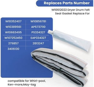 W10612022 PS8691753 Joint en feutre pour tambour arrière du sèche-linge compatible avec Amana Crosley Whirlpool Maytag <span class=keywords><strong>Ken</strong></span> More AP5737110 - Product Image 6
