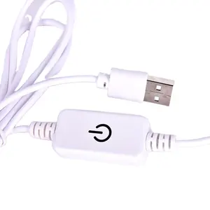شعار مخصص 3 فولت 4 فولت ذكر إلى أنثى لمس أبيض بارد مع مفتاح خفيف على كابل USB