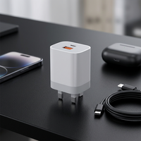 Cargador de Pared Rápido Voltme Mini con Enchufe UK, 18w 20w 25w 30w, 1 Puerto USB Tipo C, USB A, PD, QC 3.0, Gan, para Apple iPhone 12 13 14 15 16 17