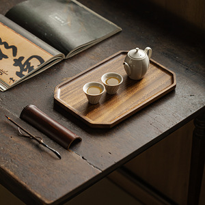 Walnut Wood Rectangular Tray Solid Wood Tea Snack Tray Creative Storage For Tea Set And <b>Teacup</b> - Product Image 2