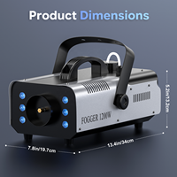 Machine à fumée 1200W RGB 6 LED colorées avec télécommande, effet de scène pour DJ, soirée, boîte de nuit, mariage