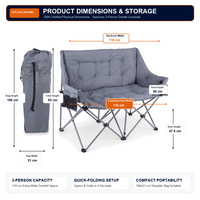 Chaise de camping chauffante personnalisée, 3 niveaux de température, siège pliable rembourré 600D pour l'extérieur