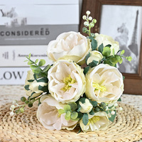 Bouquet de Mariage Artisanal en Soie Blanche avec Roses et Hortensias, Bouquet de Mariée à Tenir à la Main, Décoration d'Intérieur, Fleurs Artificielles Directes