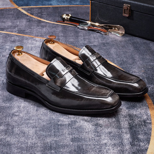 Mocasines de Cuero Charol Negro para Hombre, Diseño Brillante Sin Cordones con Punta Puntiaguda para Eventos Formales de Negocios y Bodas, para Caballeros Modernos - Product Image 2