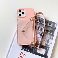 Lanière élégante étui de téléphone en cuir pour iPhone 16 15 14 13 12 11 pro enveloppe portefeuille étui mobile fille couverture de téléphone