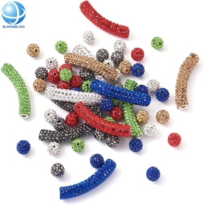 Perles <span class=keywords><strong>de</strong></span> boule Disco en cristal, strass, Tube incurvé, pavé en argile, cristal, breloques d'espacement en vrac pour la fabrication <span class=keywords><strong>de</strong></span> bijoux, pièces - Product Image 3