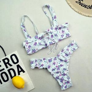Traje de Baño de Lujo para Niña, Nuevo Diseño, Bikini de Dos Piezas con Estampado Floral, Triangular, con Sujetador Push-Up y Braguita de Baño - Product Image 6