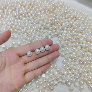 Custom White Loose Pearls Factory Supply 8-9mm Real Freshwater Mother Of Pearl White Round Loose Beads