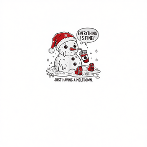 Camiseta de manga larga con estampado digital de cuello redondo para adulto, unisex, con diseño de muñeco de nieve, Everything Is Fine Snowman Meltdown Christmas - Product Image 3