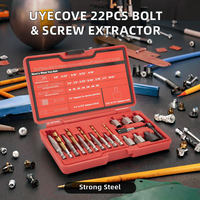 UYECOVE Ensemble de 22 extracteurs de vis et embouts de perçage à gauche en acier 6542/4341, avec étui souple, adaptateur hexagonal et multi-cannelures