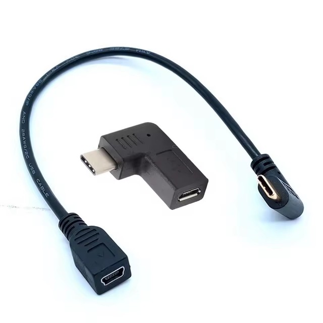 Micro USB Android universal female hole V8 port to type-c up, down, left, right 90 degree bend adapter cable data cable adapter