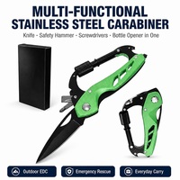 Couteau mousqueton vert citron multi-outils avec clip de verrouillage et brise-vitre : un article de gros haute visibilité pour les détaillants d'articles de plein air