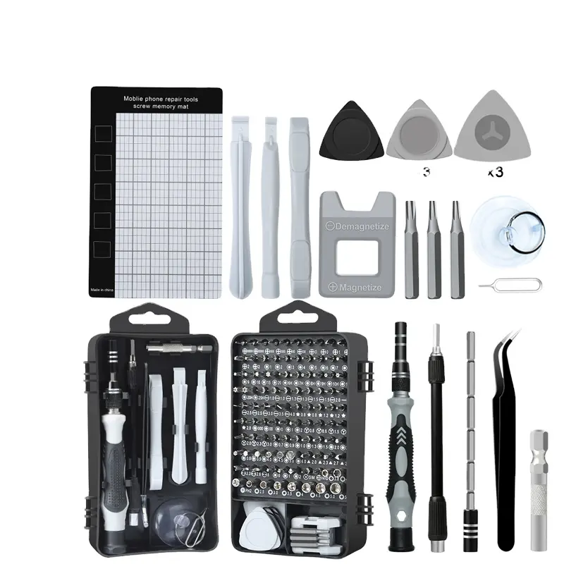 Kit d'outils multifonctions 122 pièces, jeu de tournevis, pour téléphone portable, appareil photo, ordinateur portable et PC portable