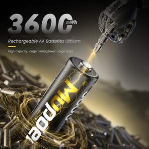 Piles AA au lithium rechargeables, lot de 8, avec chargeur, 1,5 V, 3600 mAh, boîte de rangement Li-ion - Product Image 2