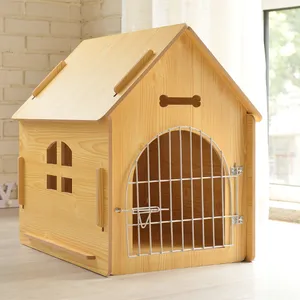 Pet Crate End Table Eco-friendly Portable Dog Wooden House Wooden Wire Dog Kennel with Pet Bed, Medium and Large Furniture