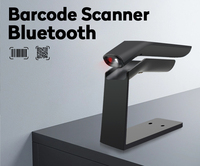 Lector de Códigos de Barras 2D CMOS JR 1055W con Sensor Automático, Bluetooth Inalámbrico, Manos Libres, Escáner QR de Escritorio con Soporte, Certificaciones CE, FCC y RoHS