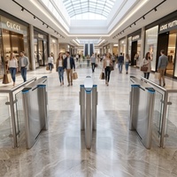 Puerta de Velocidad para Peatones de Acero Inoxidable 304 con Motor sin Escobillas, Control de Acceso por QR, RFID y Reconocimiento Facial, 35 Personas/Min, IP54, Metro