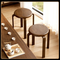 Tabouret de salon moderne minimaliste en bois massif, empilable, banc bas en bois pour usage domestique, chaise pliante pour cuisine et salle à manger