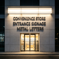 Enseigne Moderne pour Magasin d'Optique – Lettres 3D en Métal Gris – Logo Commercial Personnalisé pour Panneau d'Entrée – Non-éclairé – Vente Directe Usine
