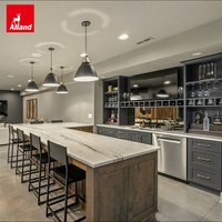 Meubles de bar à vin sur mesure Alland en bois gris anthracite pour sous-sol, armoires de cuisine et placards