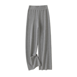 <span class=keywords><strong>Pantalon</strong></span> tricoté pour <span class=keywords><strong>femme</strong></span> en nylon/coton, maille fine 16 jauges, coupe droite décontractée, taille mi-haute, poches Crystal, jambe large - Product Image 1