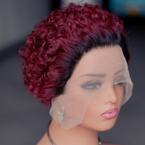 Peruca-Peluca <span class=keywords><strong>de</strong></span> encaje frontal para mujer, pelo natural curtinha 13x1, bob perruques naturel chevux humain, color negro - Product Image 1