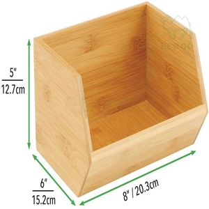Boîte de rangement pour aliments en bambou à grande ouverture pour armoires de cuisine garde-manger - Product Image 4