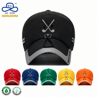 Casquettes de golf personnalisées avec logo imprimé, noires, à séchage rapide, avec cordon de serrage réglable, pour les sports de plein air unisexes