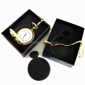 Boîte d'emballage de <span class=keywords><strong>montre</strong></span> de poche en papier noir, Boîte de <span class=keywords><strong>montre</strong></span> suspendue collier - Product Image 1