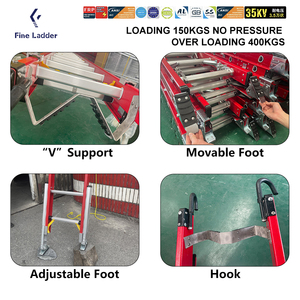 Màu đỏ hoặc màu vàng 4.8m 6M 7.2M 8.4M 9.6M 10.8m 12m sợi thủy tinh mở rộng thang - Product Image 2