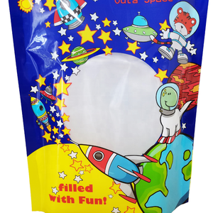 Sıcak satış özel baskılı isı mühür alüminyum folyo PE plastik Mylar oyuncak ambalaj dik durabilen poşet ile üç yan pencere mühür - Product Image 5