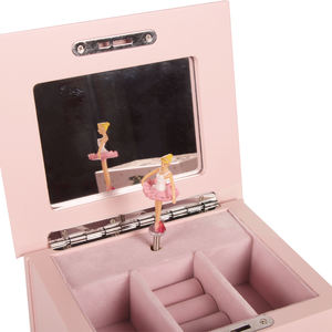 Kotak musik kayu dioperasikan baterai Crank tangan desain persegi Natal kustom cerah laci penyimpanan perhiasan balerina menari - Product Image 4