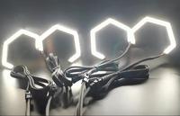 Nouveaux projecteurs de phares avant de voiture Misunauto, Angel Eyes RGB Flow, IP65, étanches, montage en surface, anneaux halo hexagonaux LED 12V, 75/86 mm