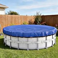 Accessoires d'hiver pour piscine : Bâche en PE bleue/noire avec treuil à câble, écologique, imperméable, style uni, tricotée en trame