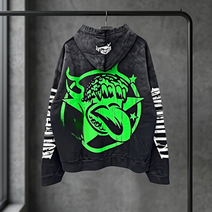 แบรนด์แฟชั่นอเมริกันใหม่ปี 2026 RoughPlay เสื้อฮู้ดลายการ์ตูนผ้าเทอร์รี่แบบวินเทจ ย้อมสีแบบ Direct Injection ผ้าฝ้าย 100% สำหรับฤดูใบไม้ผลิ ผู้ชายและผู้หญิง - Product Image 3