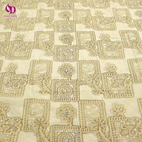 Bordir Geometris Berat dengan Payet, Bunga Rapi, Kain Chiffon Berkerut, Motif Bunga Berongga untuk Gaun Pengantin dan Rompi Anak