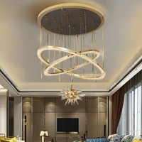 Buulaosihua — lustre LED en cristal couleur champagne et or, chandelier simple de luxe pour villa duplex, escalier, salon