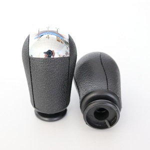 Ford Gear <b>Shift</b> <b>Knob</b> Leather Black Chrome Cap Ergonomic Car Fitment DZ06 Q1 - Product Image 5