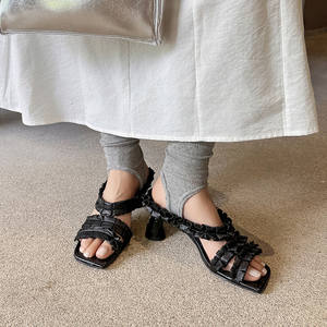 Escarpins fins à bout carré, design raffiné, couleur unie, à franges, décontractés, à enfiler, en cuir véritable, imperméables, grandes tailles - Product Image 6